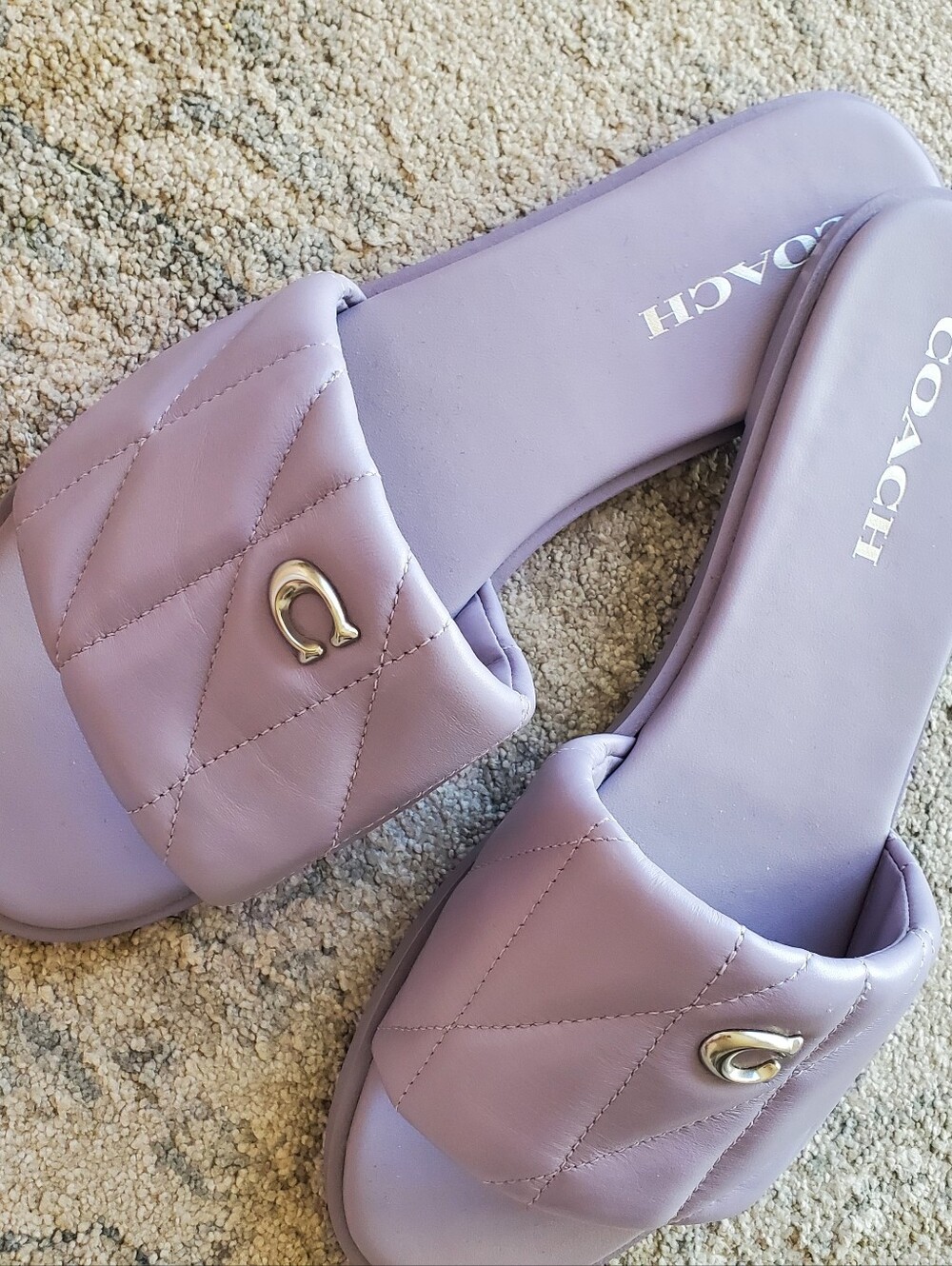 Coach Holly Quilted Slide Sandals with Signature C-size 9